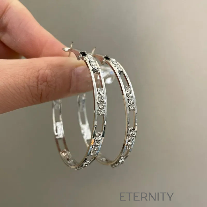 Zarcillos Stellar Hoops de Oro y Plata con Cristales  Zarcillos Dorado Unica Acero Inoxidable  ETERNITY