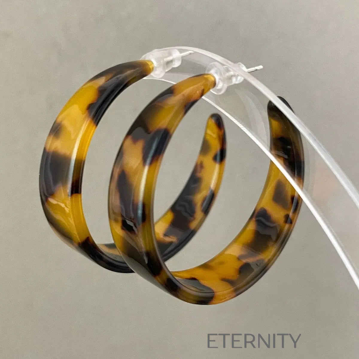Zarcillos de Argolla en Resina Carey  Zarcillos Leopardo Unica Acero Inoxidable  ETERNITY