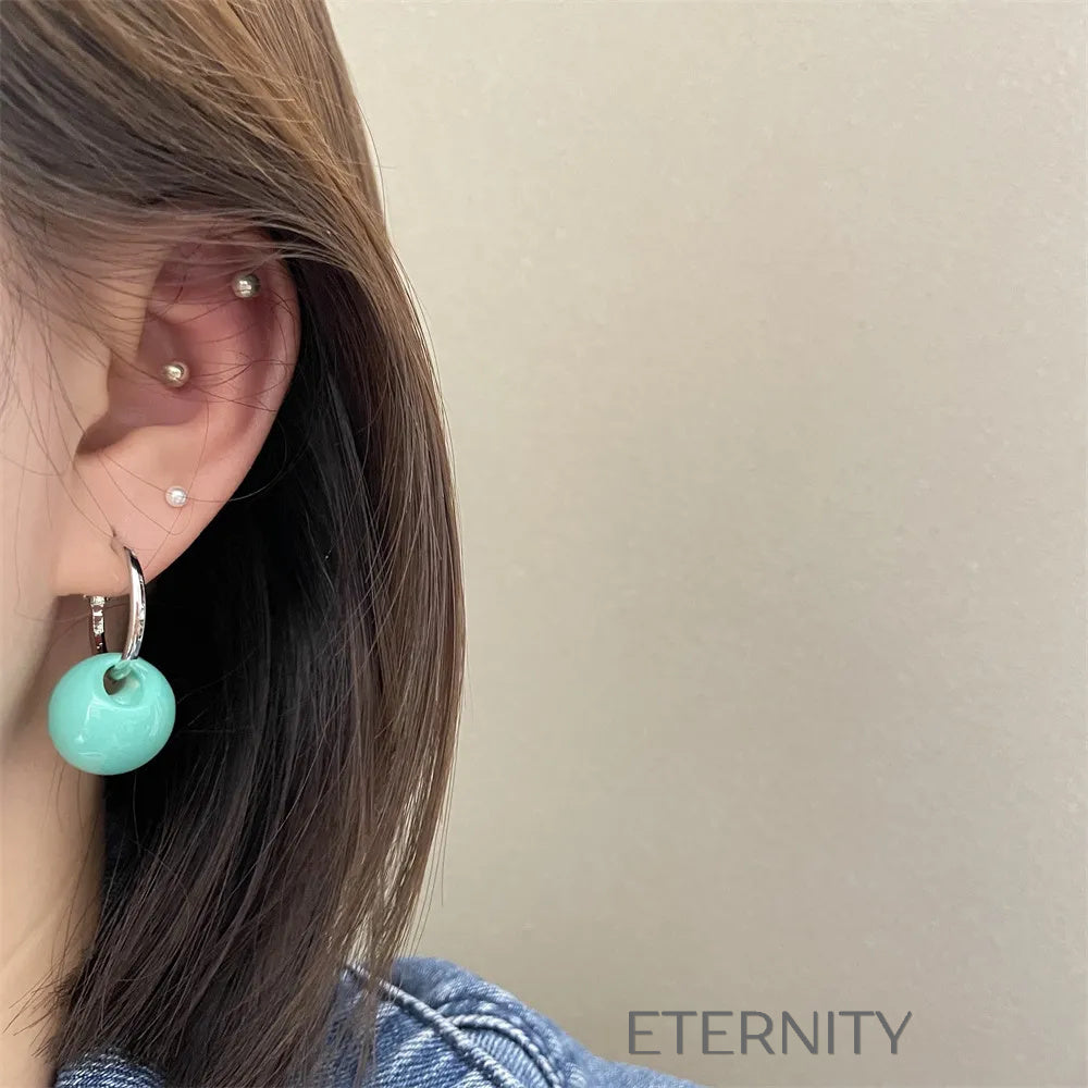 Zarcillos de Aro Luminous Bubble con Esferas de Colores y Base Plateada  Zarcillos Verde Unica Acero Inoxidable  ETERNITY
