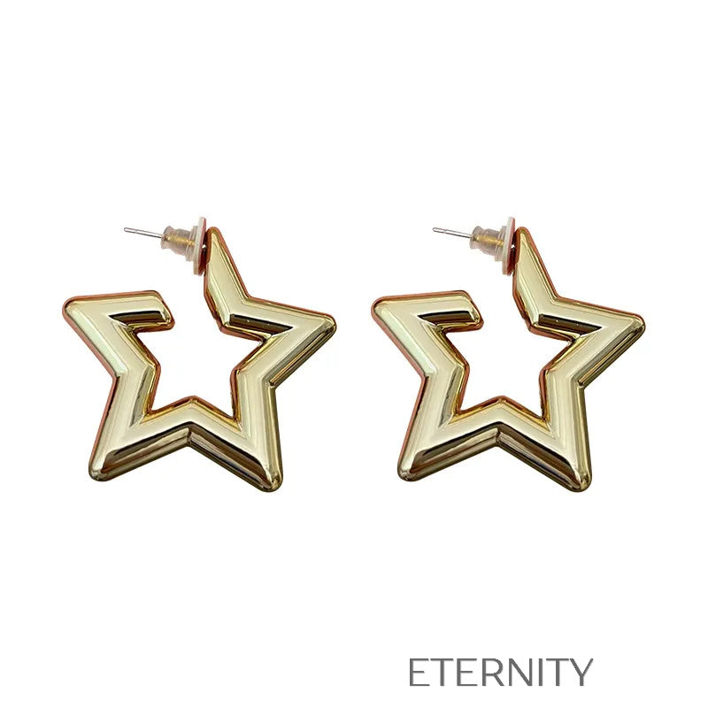 Zarcillos de Estrella Grandes en Oro y Plata  Zarcillos Dorado Unica Acero Inoxidable  ETERNITY