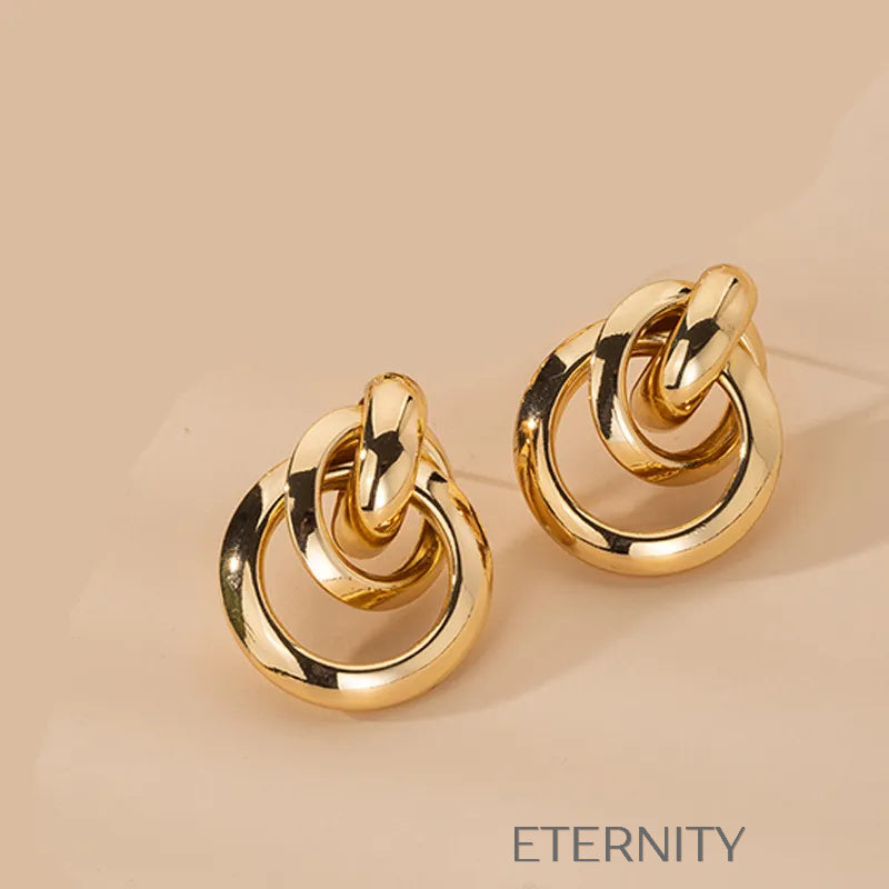 Conjunto Geometric Link de Collar y Pulsera con Eslabones Rectangulares  Zarcillos Dorado Unica Acero Inoxidable  ETERNITY