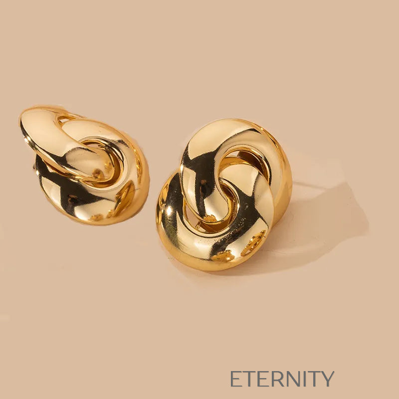 Conjunto Geometric Link de Collar y Pulsera con Eslabones Rectangulares  Zarcillos Dorado Unica Acero Inoxidable  ETERNITY