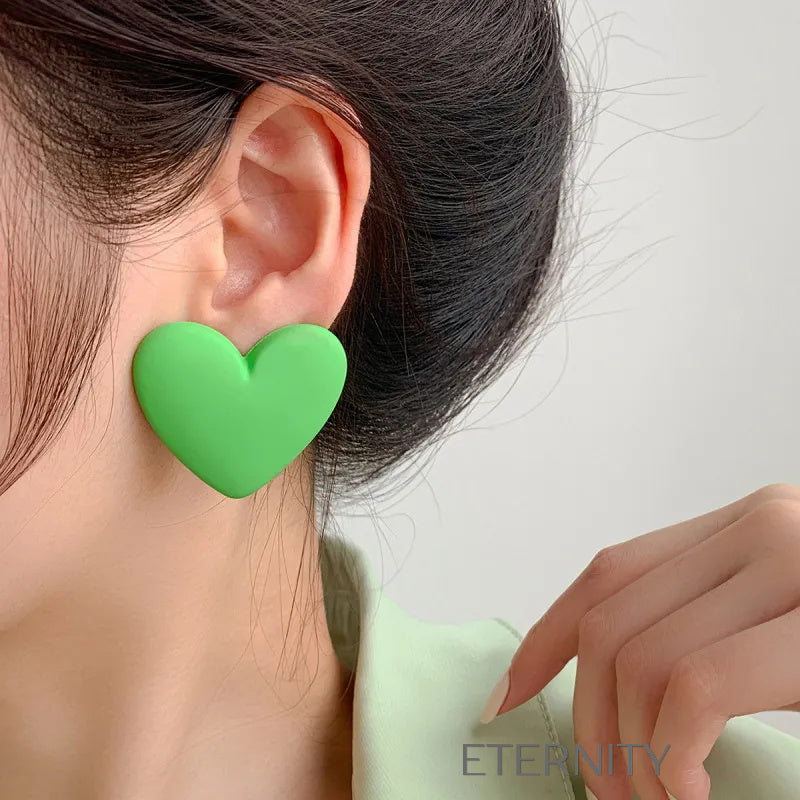 Zarcillos Maxi Corazón Matte  Zarcillos Azul Unica Acero Inoxidable  ETERNITY