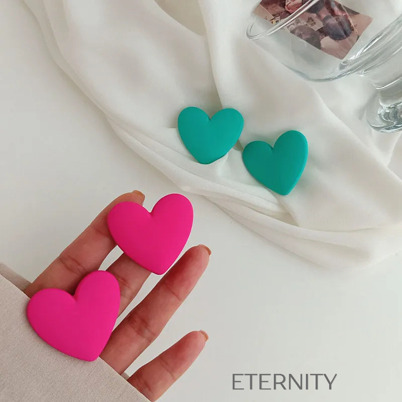 Zarcillos Maxi Corazón Matte  Zarcillos Azul Unica Acero Inoxidable  ETERNITY