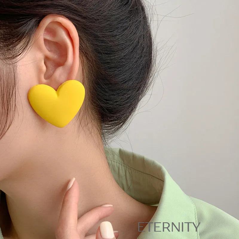 Zarcillos Maxi Corazón Matte  Zarcillos Azul Unica Acero Inoxidable  ETERNITY