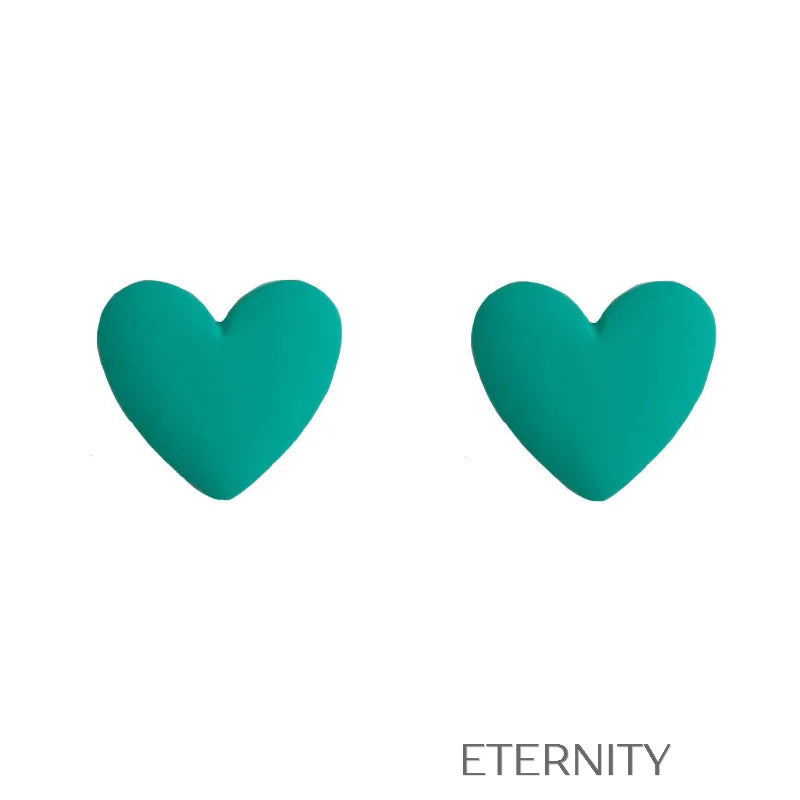 Zarcillos Maxi Corazón Matte  Zarcillos Azul Unica Acero Inoxidable  ETERNITY