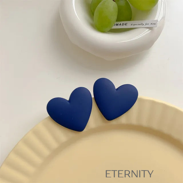 Zarcillos Maxi Corazón Matte  Zarcillos Azul Unica Acero Inoxidable  ETERNITY