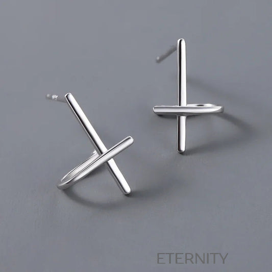 Zarcillo Crux Minimalist Plata  Zarcillos Plateado Unica Acero Inoxidable  ETERNITY
