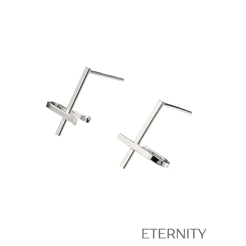 Zarcillo Crux Minimalist Plata  Zarcillos Plateado Unica Acero Inoxidable  ETERNITY