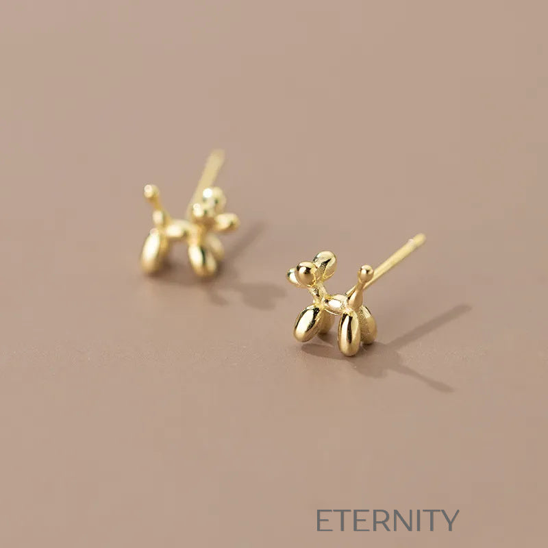 Zarcillos Balloon Poodle Minimalistas en Oro y Plata  Zarcillos Dorado Unica Acero Inoxidable  ETERNITY