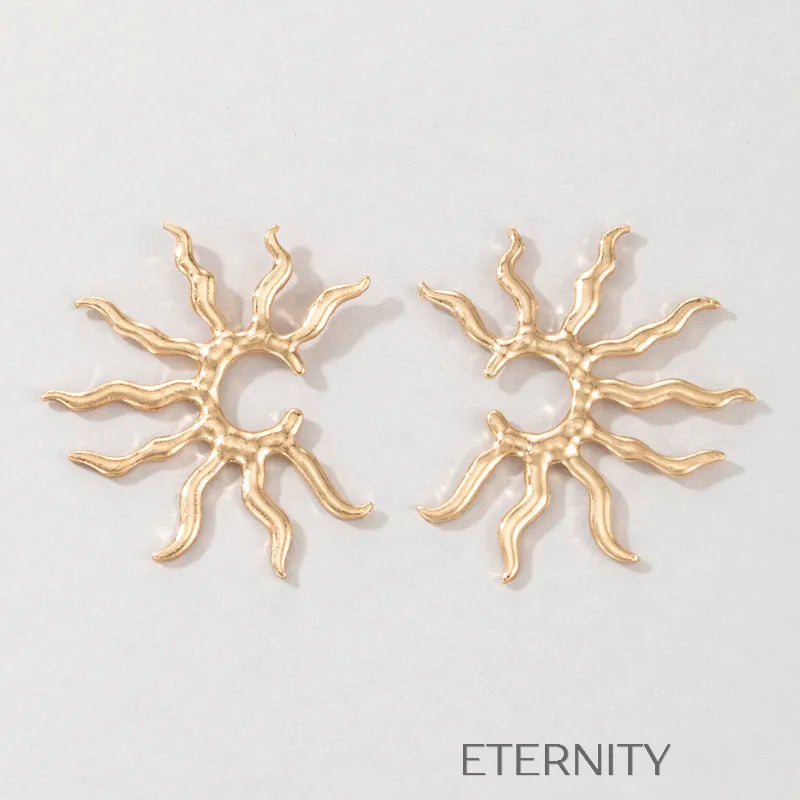 Zarcillos de Sol Radiante Oversized en Oro  Zarcillos Dorado Unica Acero Inoxidable  ETERNITY