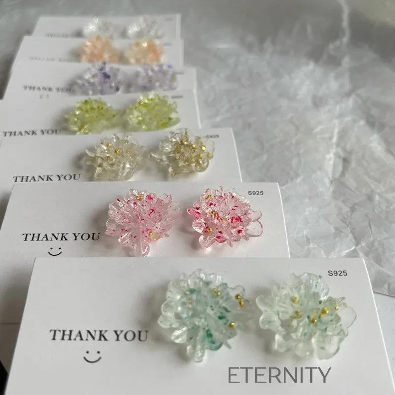 Zarcillos Bloom Petals Florales  Zarcillos Azul Unica Acero Inoxidable  ETERNITY