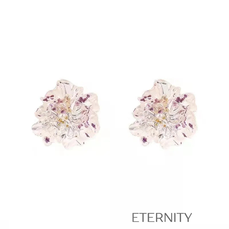 Zarcillos Bloom Petals Florales  Zarcillos Azul Unica Acero Inoxidable  ETERNITY