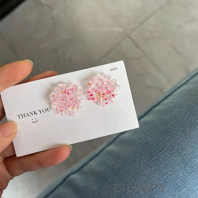 Zarcillos Bloom Petals Florales  Zarcillos Azul Unica Acero Inoxidable  ETERNITY
