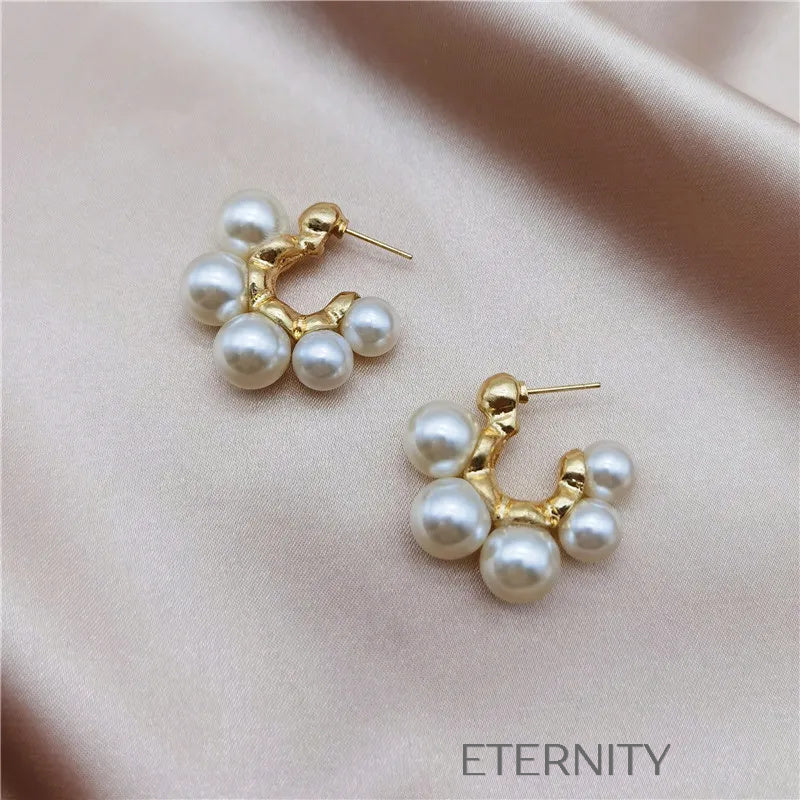 Zarcillos Nacre Cluster Perlas  Zarcillos Perla Unica Acero Inoxidable  ETERNITY