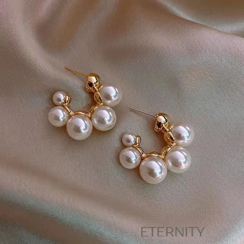 Zarcillos Nacre Cluster Perlas  Zarcillos Perla Unica Acero Inoxidable  ETERNITY