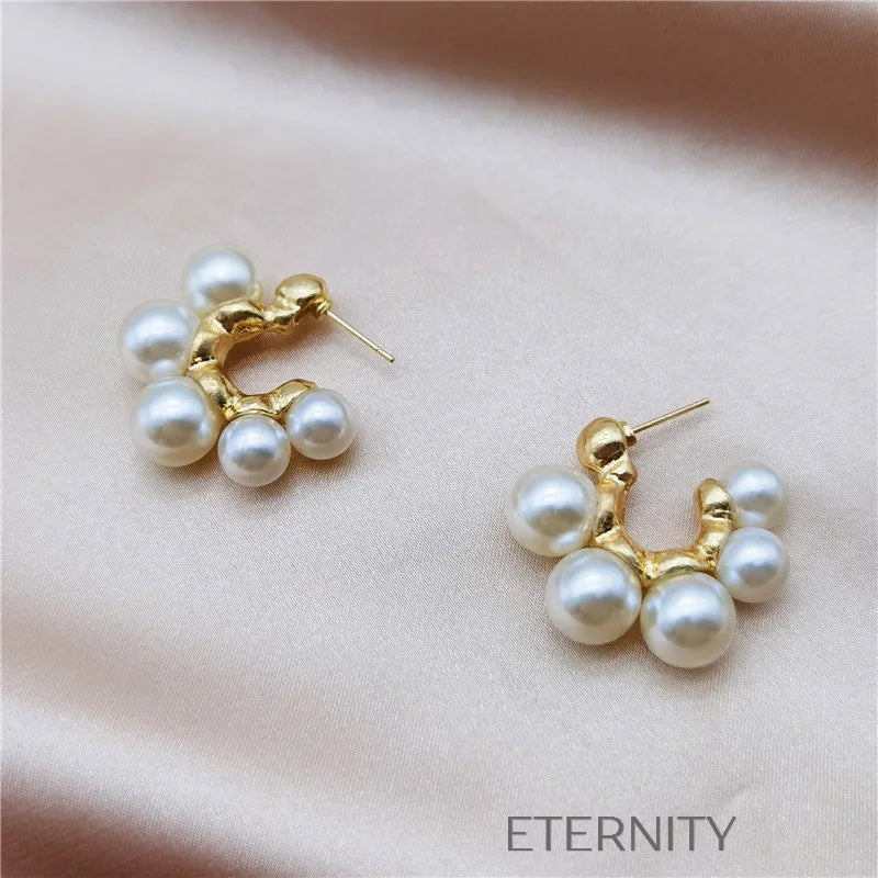 Zarcillos Nacre Cluster Perlas  Zarcillos Perla Unica Acero Inoxidable  ETERNITY