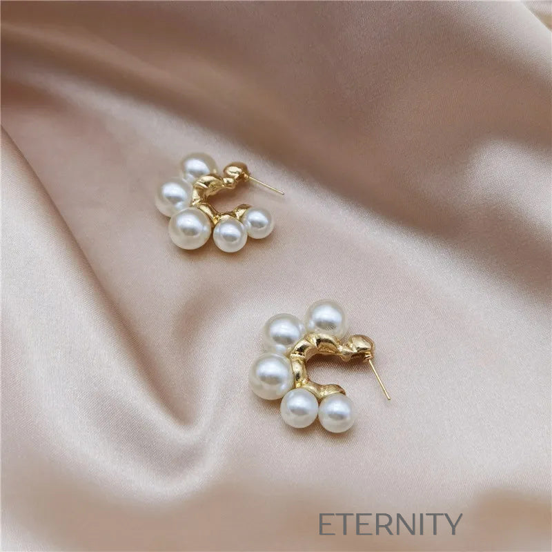 Zarcillos Nacre Cluster Perlas  Zarcillos Perla Unica Acero Inoxidable  ETERNITY