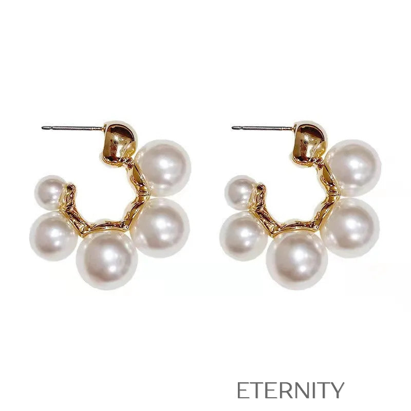 Zarcillos Nacre Cluster Perlas  Zarcillos Perla Unica Acero Inoxidable  ETERNITY