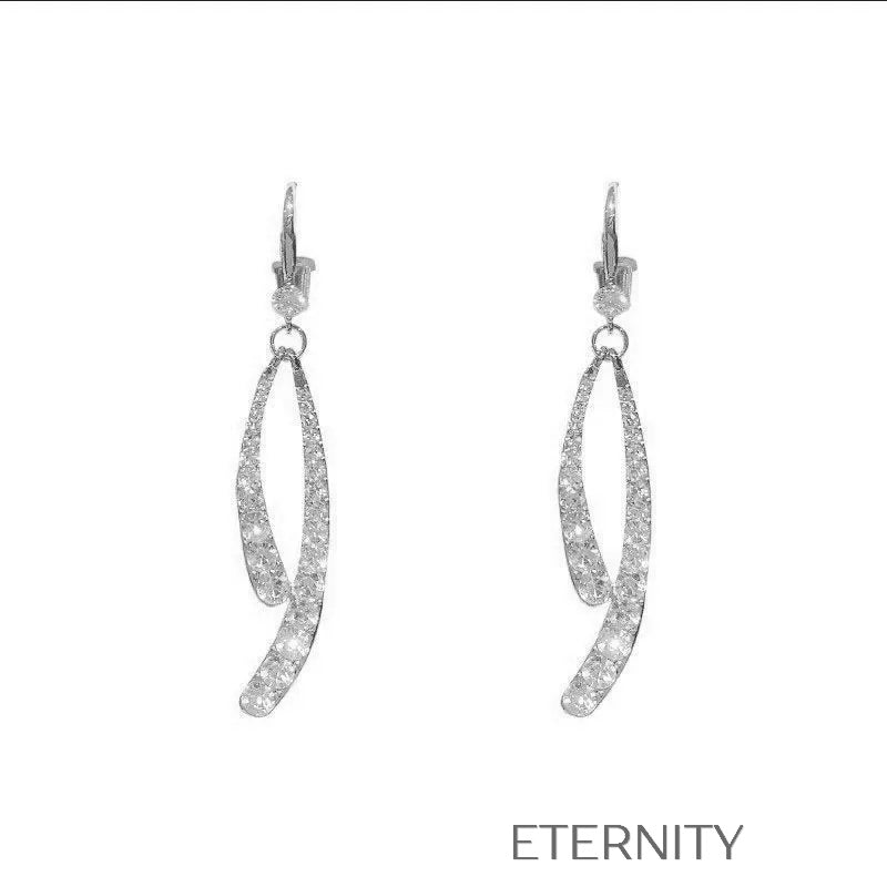 Zarcillos Largos de Curva Doble con Cristales  Zarcillos Dorado Unica Acero Inoxidable  ETERNITY