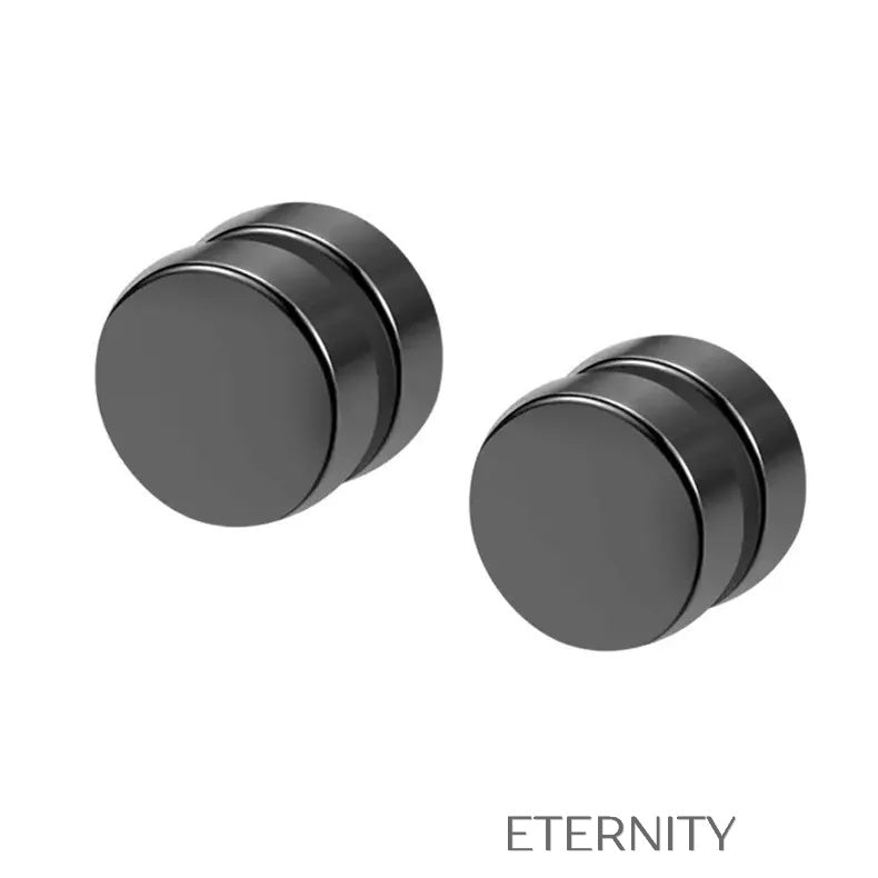 Zarcillos Magnéticos One Piece Minimalistas  Zarcillos Negro 6mm Acero Inoxidable  ETERNITY