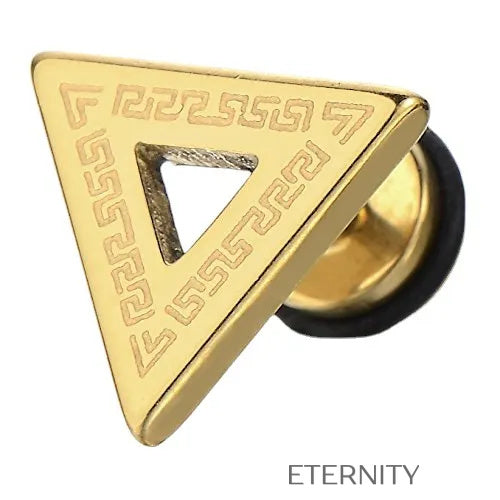 Zarcillos de Botón Geometric Maze con Grabado de Greca y Diseño Triangular  Zarcillos Negro Unica Acero Inoxidable  ETERNITY