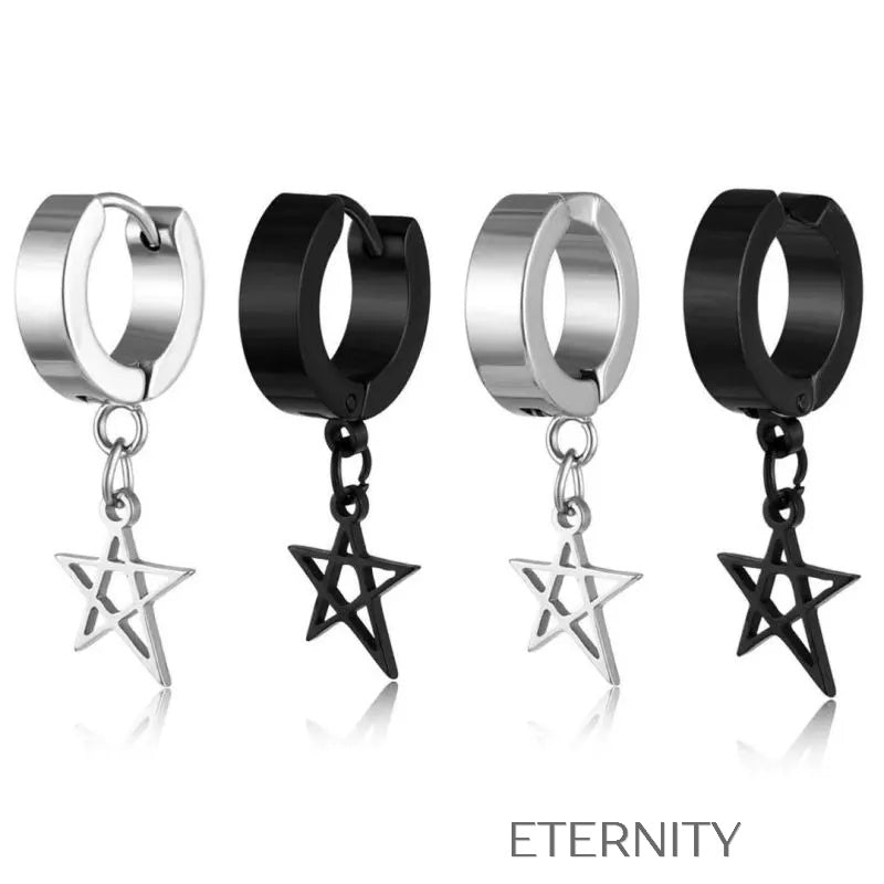 Zarcillos de Aro con Dije de Estrella  Zarcillos Negro Unica Acero Inoxidable  ETERNITY