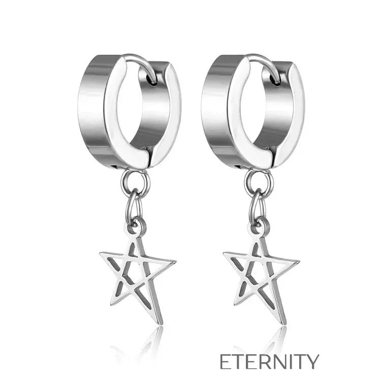 Zarcillos de Aro con Dije de Estrella  Zarcillos Negro Unica Acero Inoxidable  ETERNITY