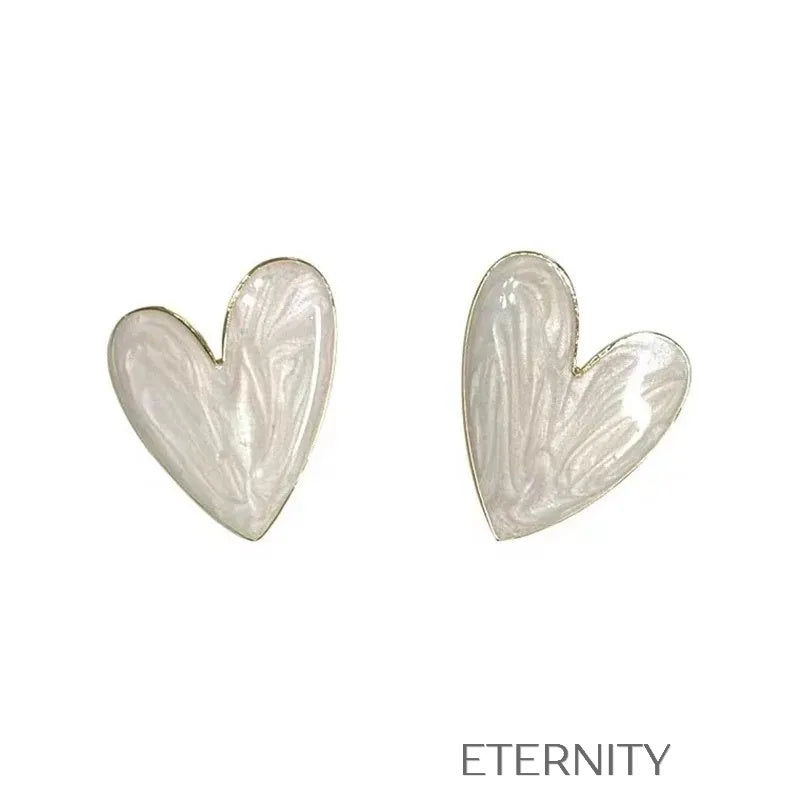 Zarcillos Nácar Heart XL Corazón Blanco  Zarcillos Blanco Unica Acero Inoxidable  ETERNITY