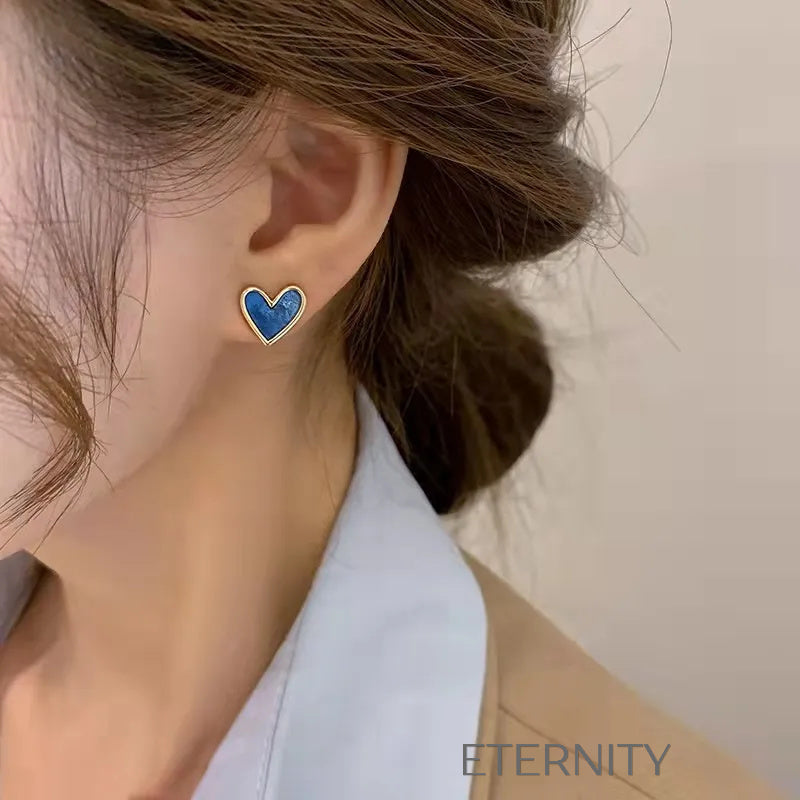 Zarcillos Corazón Azul  Zarcillos Azul Unica Acero Inoxidable  ETERNITY