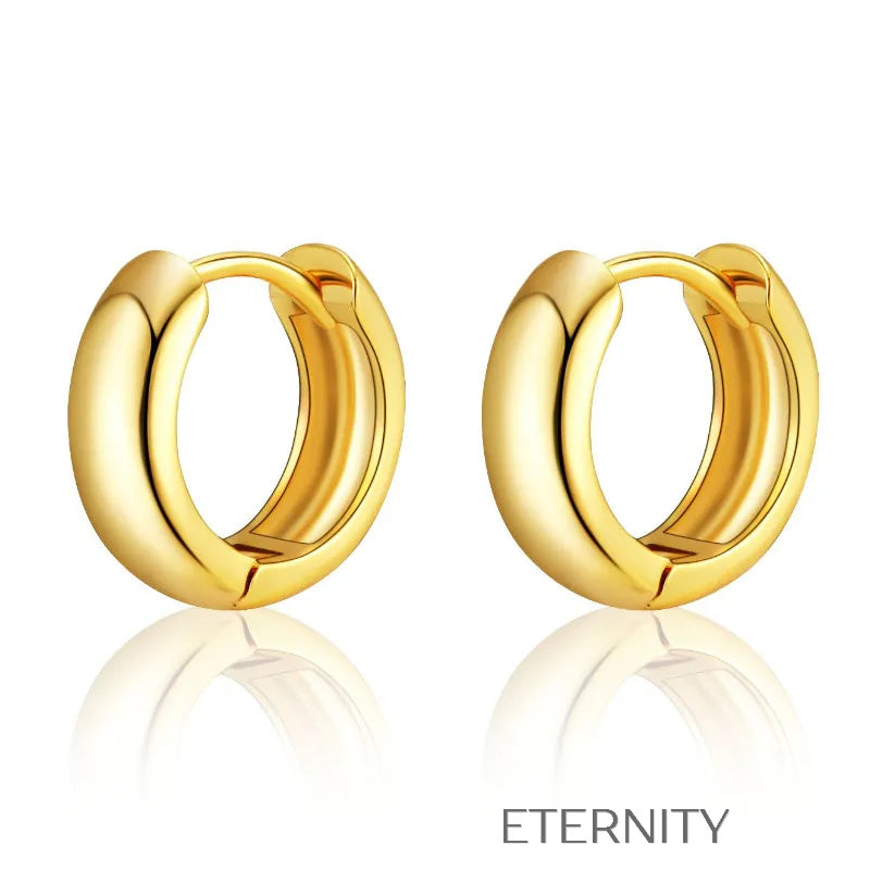 Zarcillos de Argolla Pequeña Huggies de Oro Pulido  Zarcillos Dorado Unica Acero Inoxidable  ETERNITY