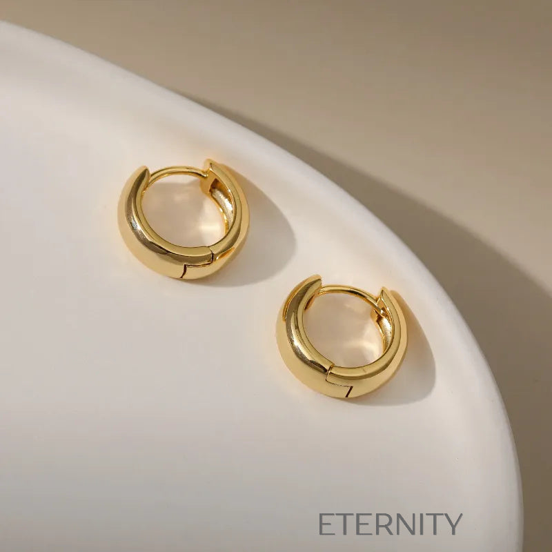 Zarcillos de Argolla Pequeña Huggies de Oro Pulido  Zarcillos Dorado Unica Acero Inoxidable  ETERNITY