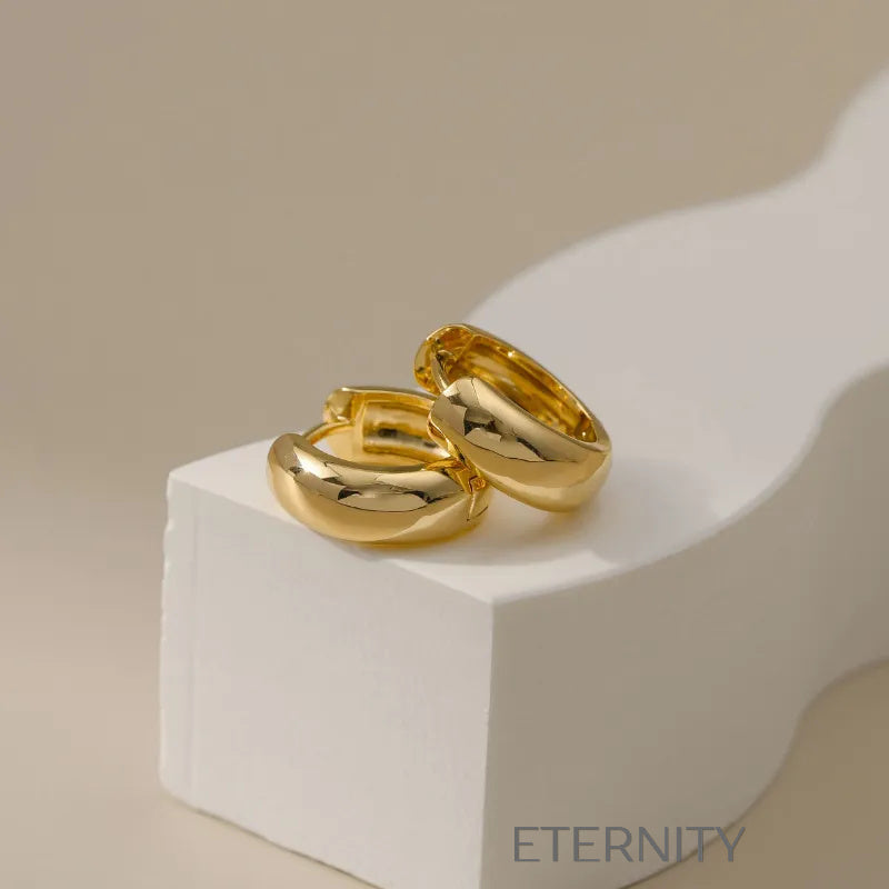 Zarcillos de Argolla Pequeña Huggies de Oro Pulido  Zarcillos Dorado Unica Acero Inoxidable  ETERNITY