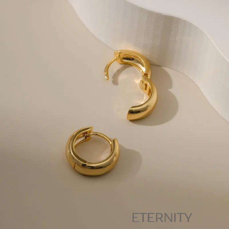 Zarcillos de Argolla Pequeña Huggies de Oro Pulido  Zarcillos Dorado Unica Acero Inoxidable  ETERNITY