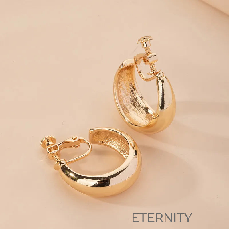 Zarcillos Glitz Hoop  Zarcillos Dorado Unica Acero Inoxidable  ETERNITY