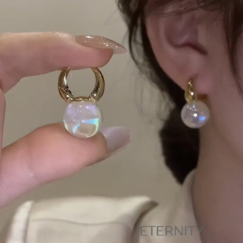 Zarcillos de Aro Retro Shell con Esmalte Nacarado y Pendientes Geométricos Translúcidos  Zarcillos Dorado Unica Acero Inoxidable  ETERNITY