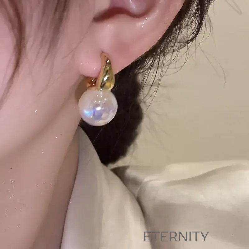 Zarcillos de Aro Retro Shell con Esmalte Nacarado y Pendientes Geométricos Translúcidos  Zarcillos Dorado Unica Acero Inoxidable  ETERNITY