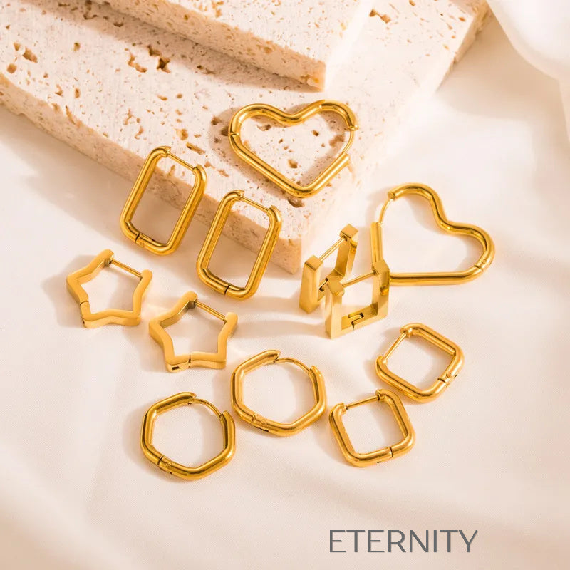 Zarcillos Geométricos Geometric Glam en Acero Inoxidable Dorado  Zarcillos Dorado Unica Acero Inoxidable  ETERNITY