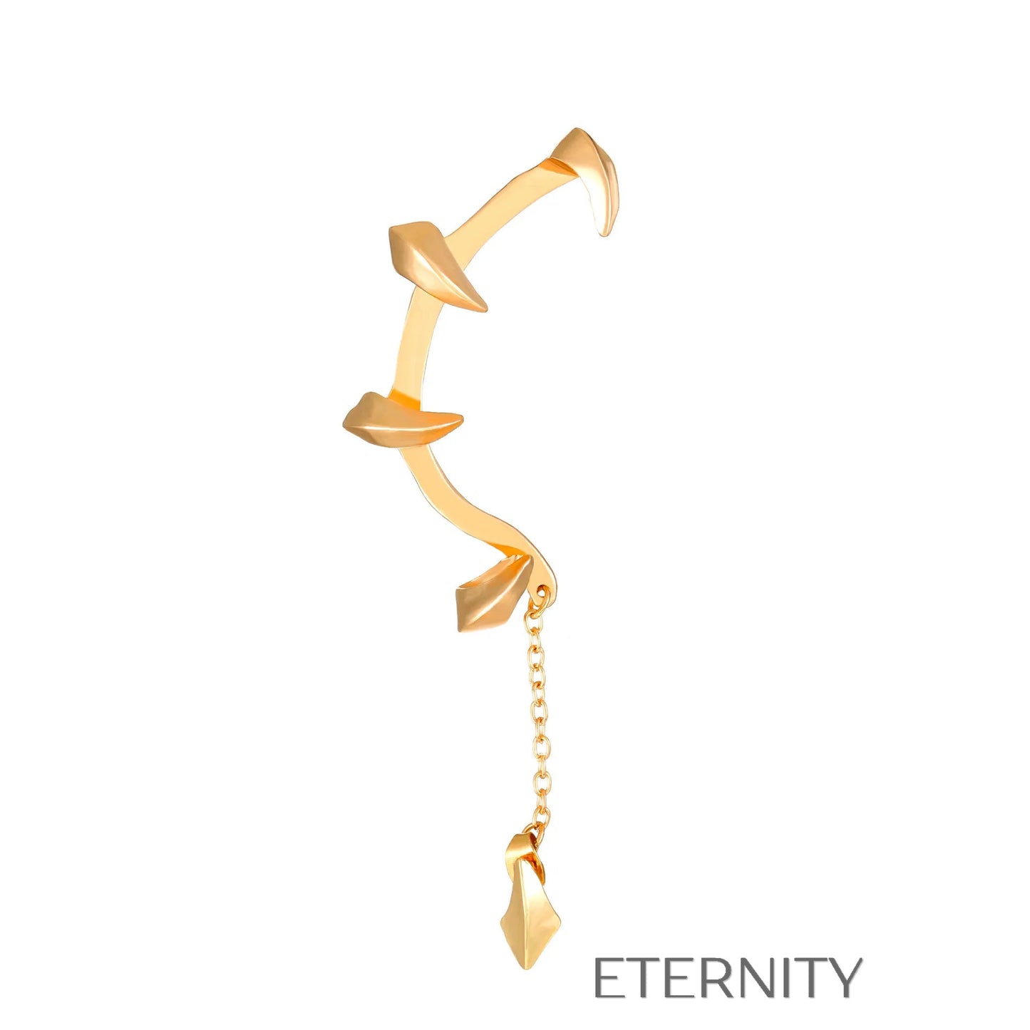 Ear cuff dorado con diseño artístico y arete geométrico Zarcillos Dorado Unica Acero Inoxidable  ETERNITY