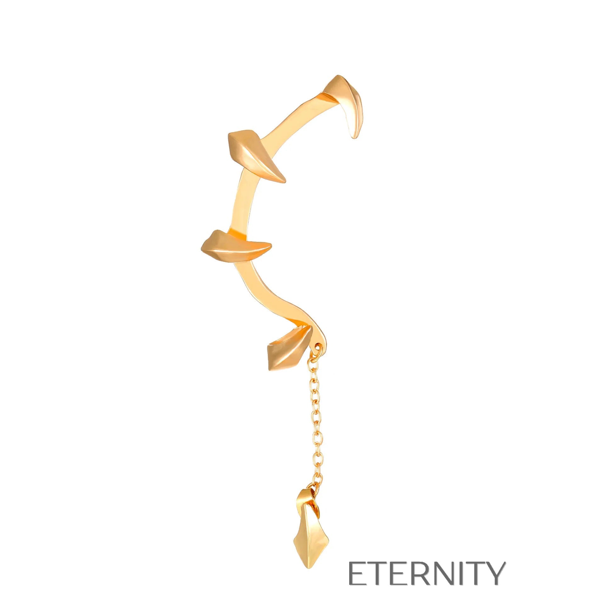 Ear cuff dorado con diseño artístico y arete geométrico Zarcillos Dorado Unica Acero Inoxidable  ETERNITY