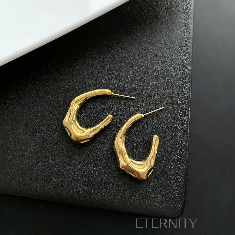 Zarcillos Liquid Hoops  Zarcillos Dorado Unica Acero Inoxidable  ETERNITY