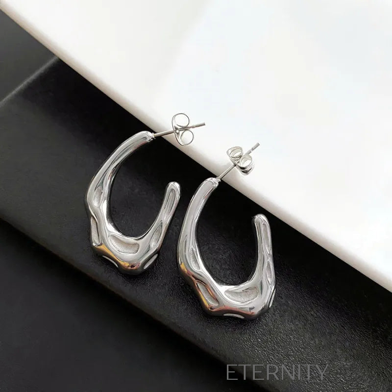 Zarcillos Liquid Hoops  Zarcillos Dorado Unica Acero Inoxidable  ETERNITY