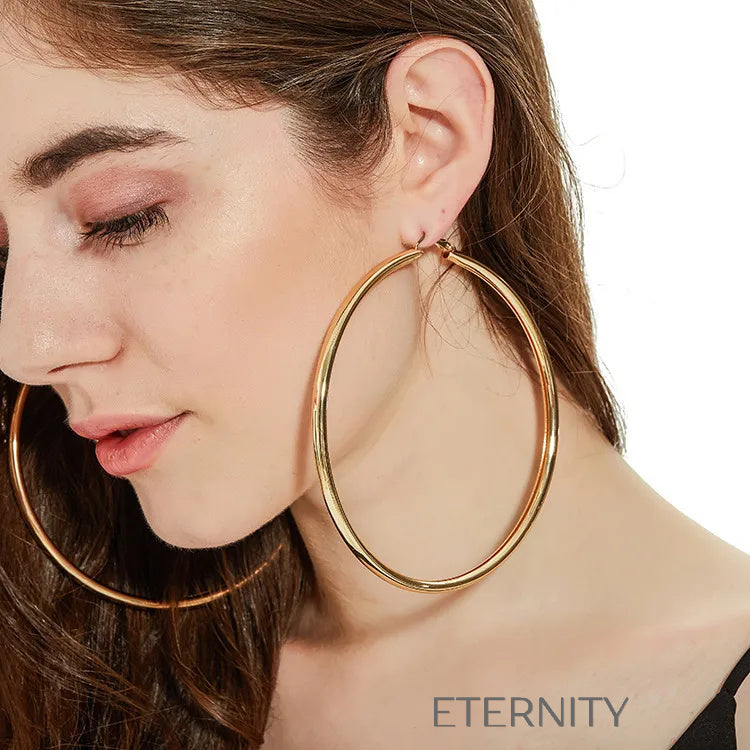 Zarcillos de Aro Ethereal Triple Band con Diseño de Cintas Entrelazadas ETERNI Zarcillos Dorado Unica Acero Inoxidable  ETERNITY