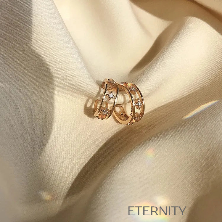 Earcuffs Estrellas y Cadenas  Zarcillos Dorado Unica Acero Inoxidable  ETERNITY