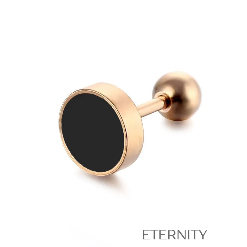 Piercing Midnight Disc Onix  Zarcillos Oro Rosa Unica Acero Inoxidable  ETERNITY