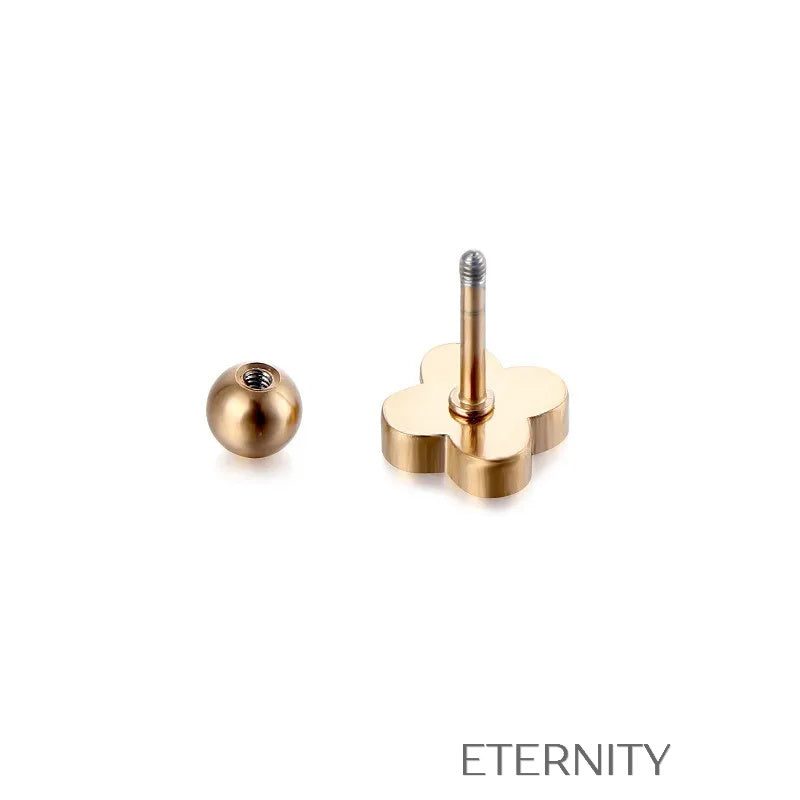 Piercing Midnight Disc Onix  Zarcillos Oro Rosa Unica Acero Inoxidable  ETERNITY