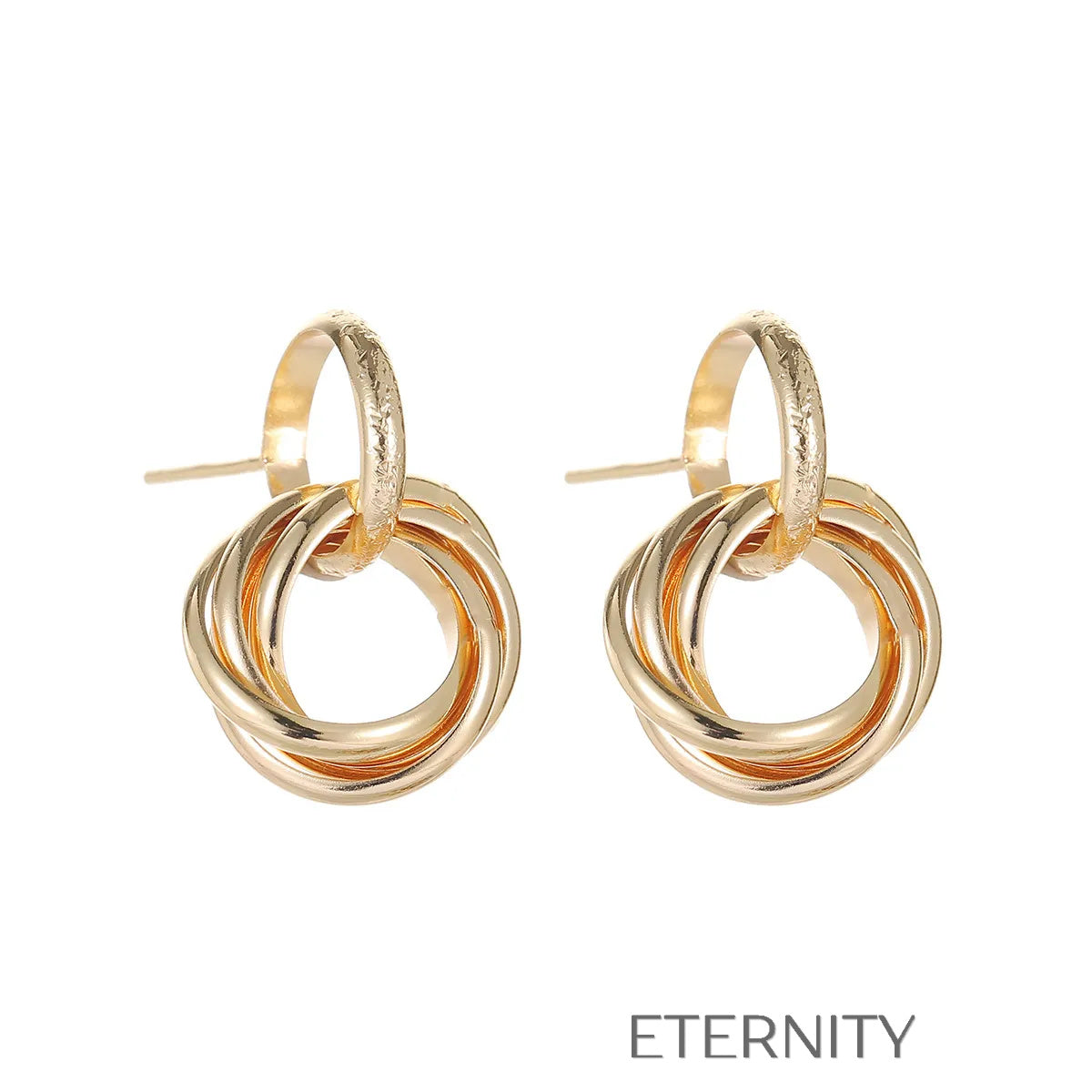 Zarcillos de Botón Nudo de Oro Entrelazado  Zarcillos Dorado Unica Acero Inoxidable  ETERNITY