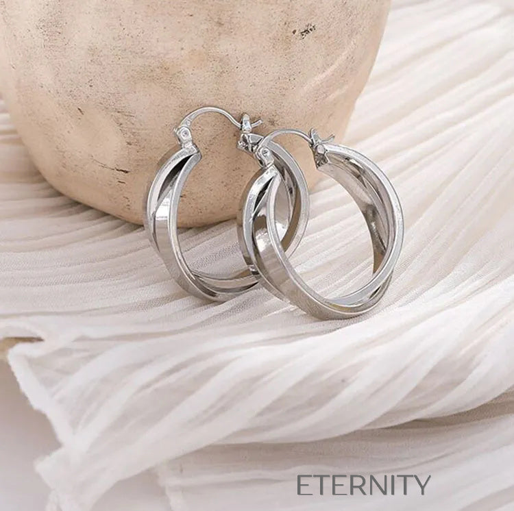 Zarcillos de Aro Ethereal Triple Band con Diseño de Cintas Entrelazadas  Zarcillos Dorado Unica Acero Inoxidable  ETERNITY