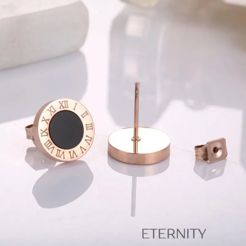 Zarcillos Números Romanos  Zarcillos Dorado 12mm Acero Inoxidable  ETERNITY