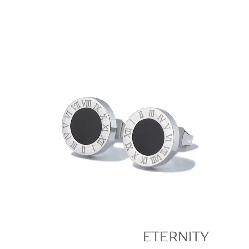 Zarcillos Números Romanos  Zarcillos Dorado 12mm Acero Inoxidable  ETERNITY